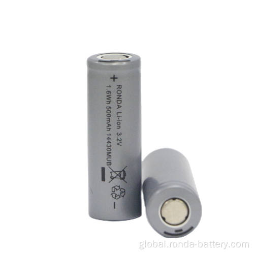 14430 Battery for Electrical Equipment IFR14430-500mAh 3.2V Cylindrical LiFePO4 Battery Manufactory